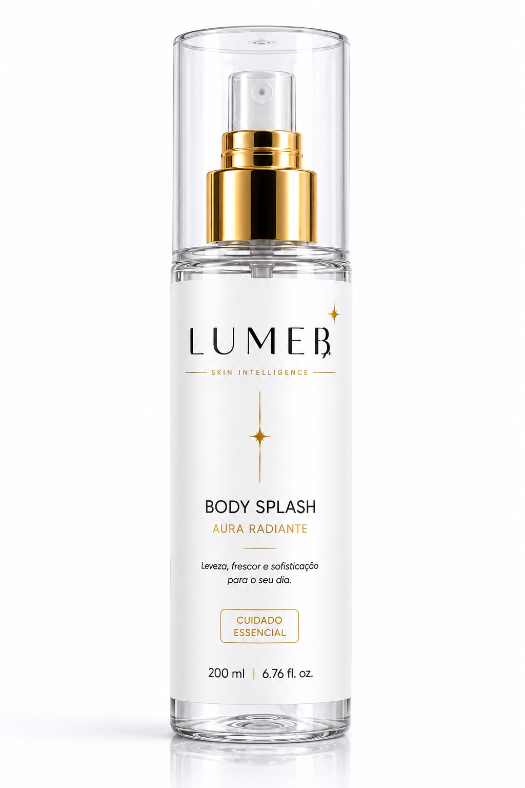 Body Splash LumeB Aura Radiante 200ml — frasco spray transparente premium