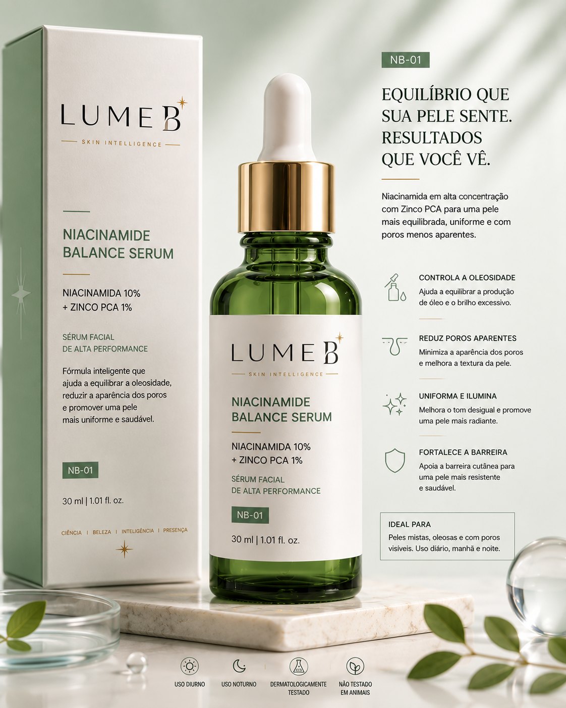 Ficha completa do NB-01 LumeB — ativos, benefícios e ritual de uso