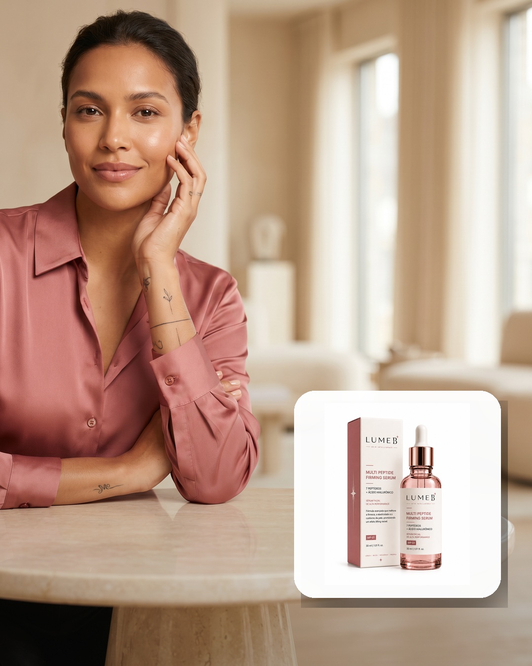 Multi Peptide Firming Serum LumeB em ritual de uso