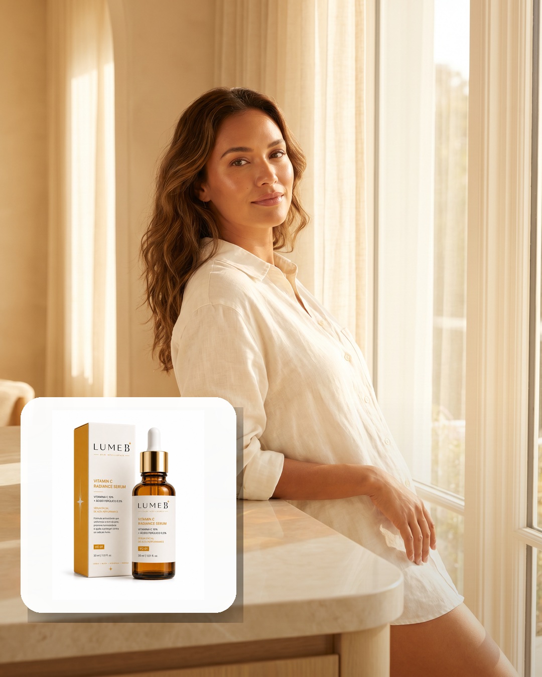 Vitamin C Radiance Serum LumeB em ritual de uso